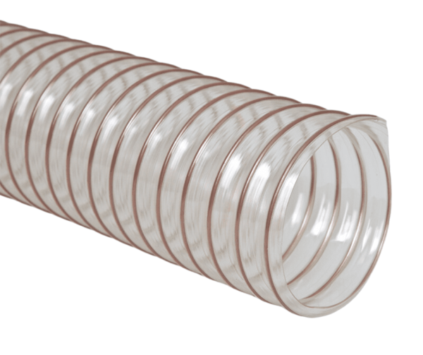 Un tubo transparente de poliuretano con una espiral de acero o PVC