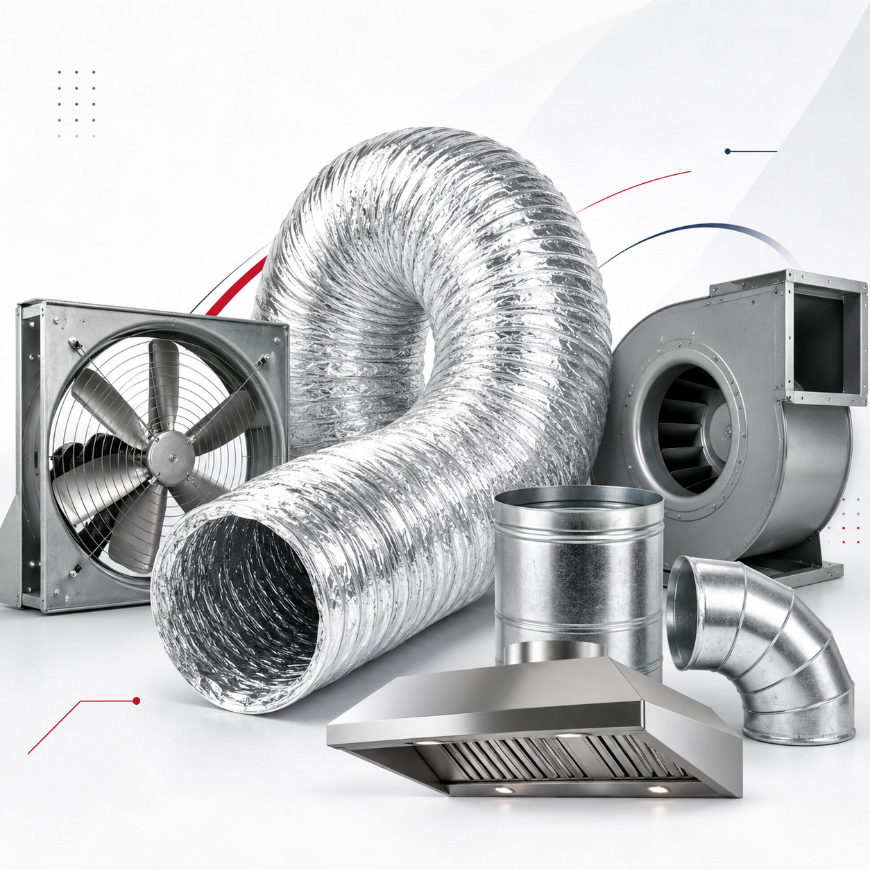 Productos de ventilación, ductos, extractores y campanas para negocios e industrias