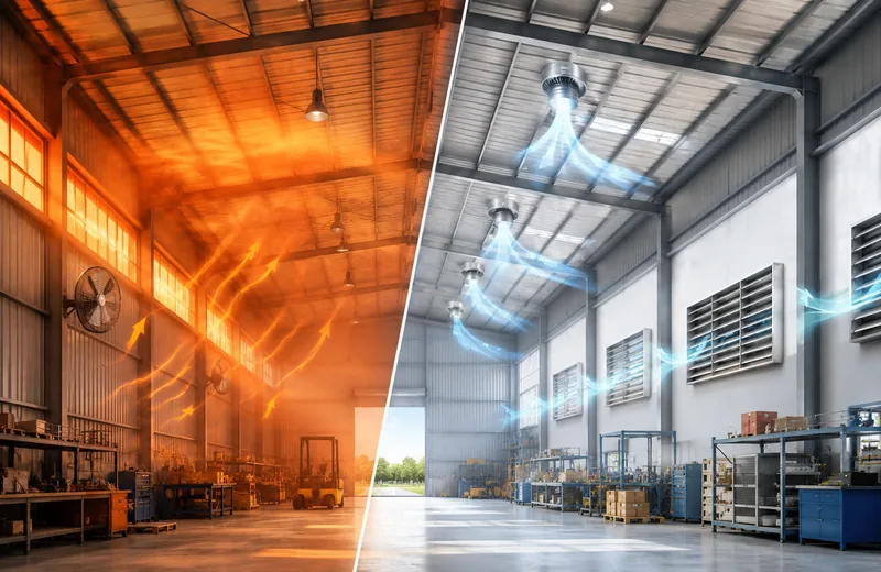 Ventilación para reducir calor acumulado en bodegas y negocios