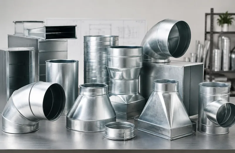 Ductos galvanizados y conexiones a medida para ventilación