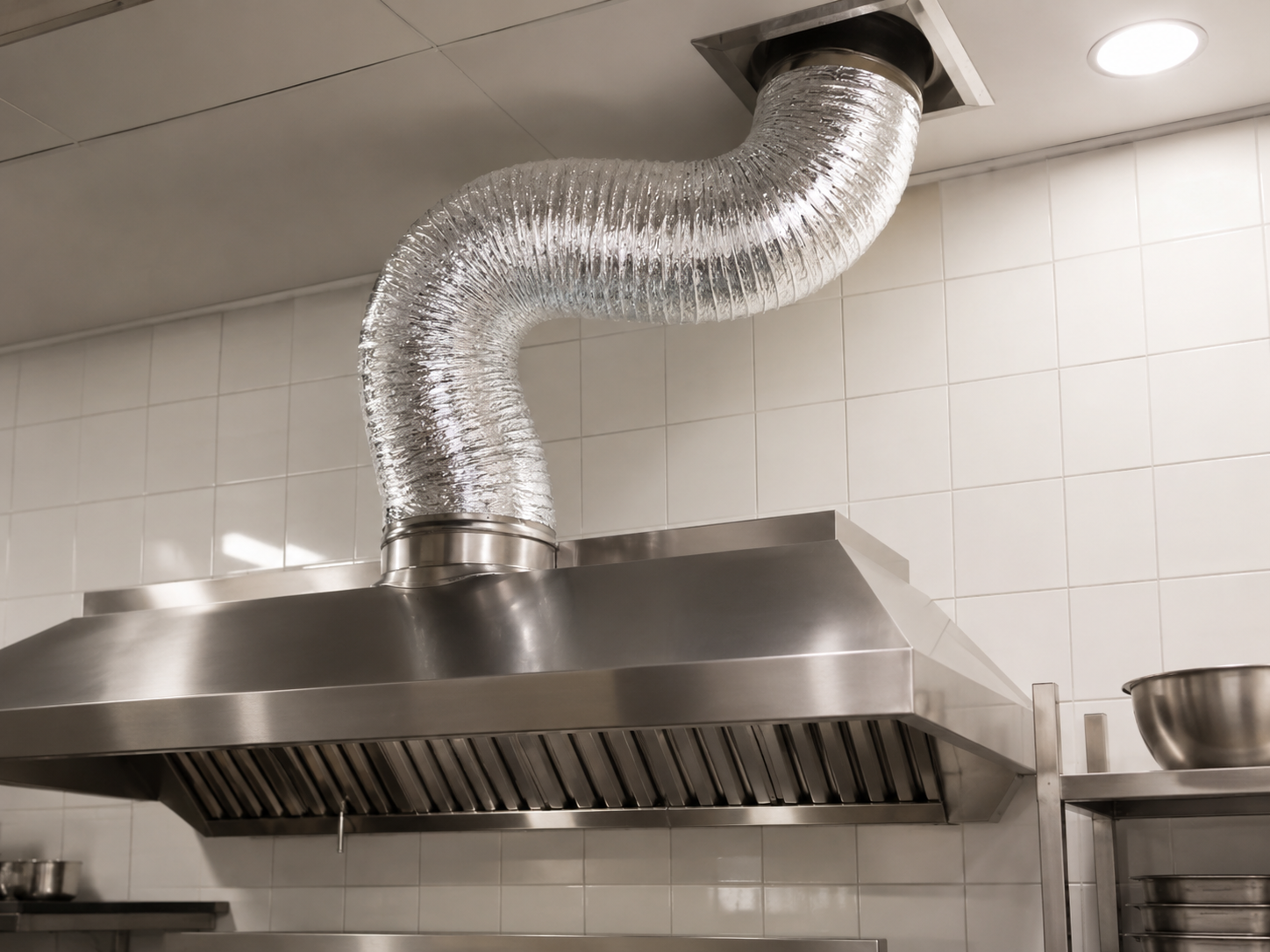 Ducto flexible de aluminio instalado en campana extractora